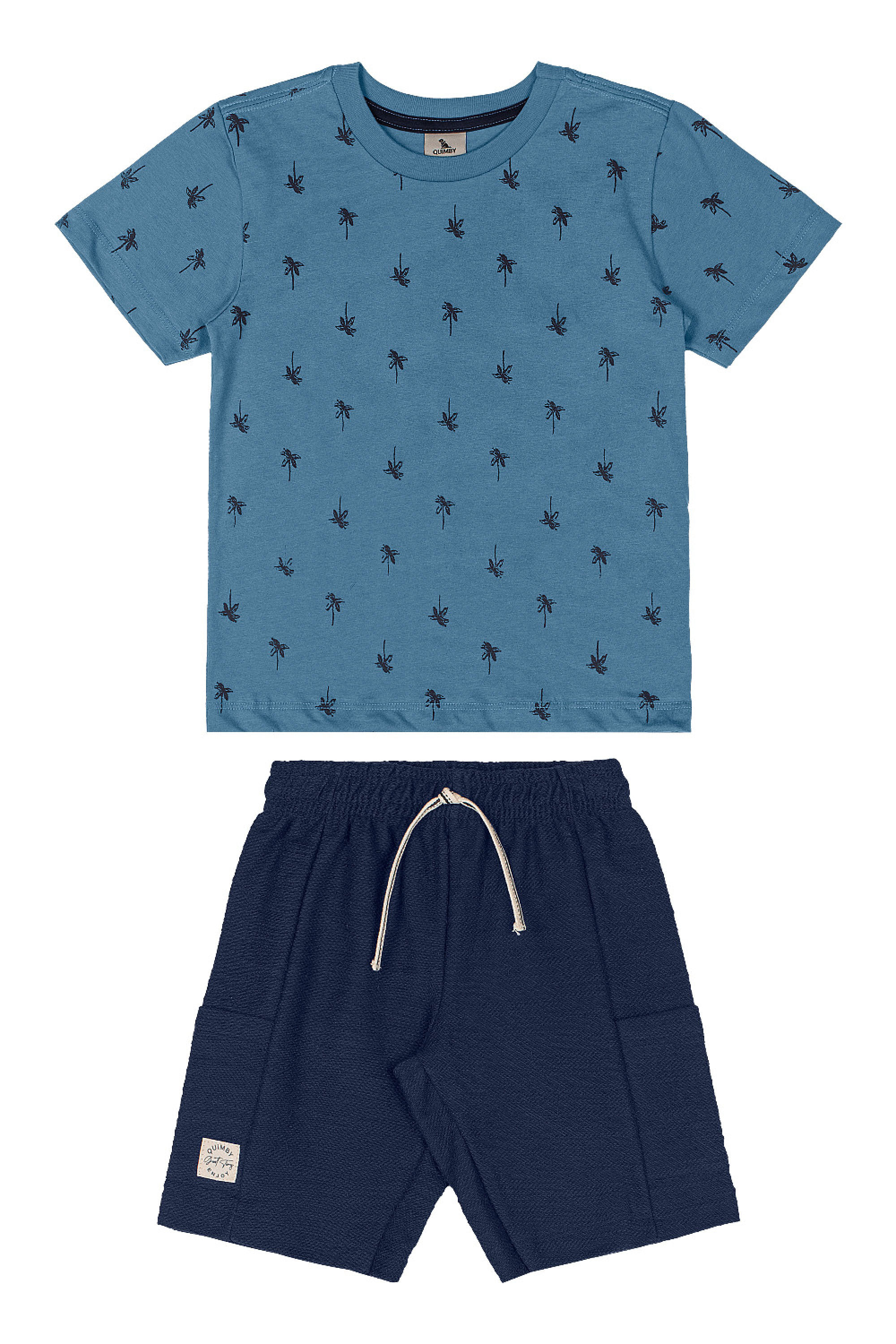 Conjunto Infantil Camiseta Estampada e Bermuda (Azul ) Quimby - Imagem 32